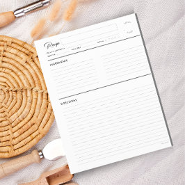 Páginas de recetas planas modernas en formato de l