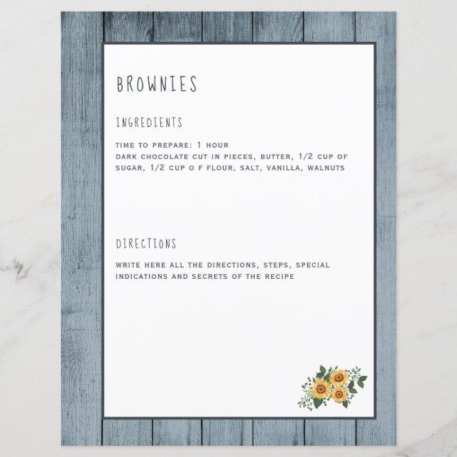 Páginas rusticas de recetas para organizador de ca (Anverso)