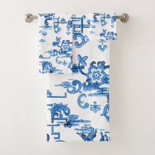 Pagoda Chinoiserie clásica azul y blanco 