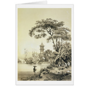 Pagoda en el canal Macao-Cantón, plato 21 de
