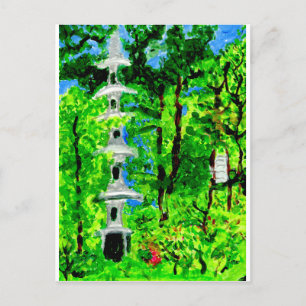 Pagoda en la exuberante postal del paisaje de prim