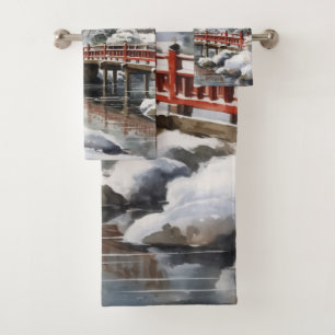 Pagoda japonesa gris roja Invierno de Soribashi