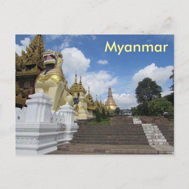 Pagoda Shwedagon, Rangún, postal de Myanmar (Anverso)