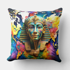 Paint and Pharoah World Map Cojines decorativos
