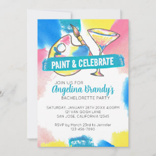 Paint and Sip Bachelorette Party Invitación