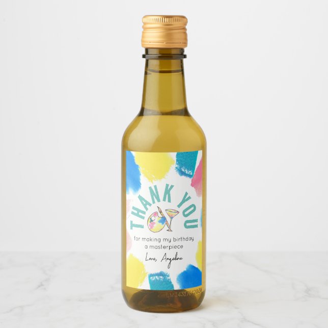 Paint and Sip Birthday Wine Party Favorito Gracias (Anverso)