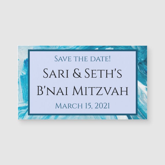Paint Blue Abstract Save the Date Magnet (Anverso)