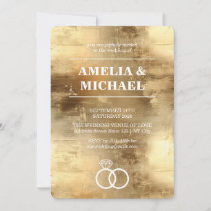 Paint Gold Elegant Wedding Invitación