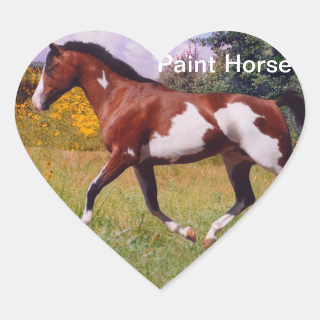 Paint Horse trotting Heart Pegatina (Anverso)