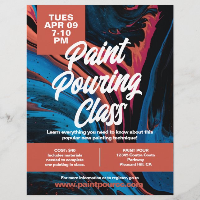 Paint Pour Class Flyer (Frente)