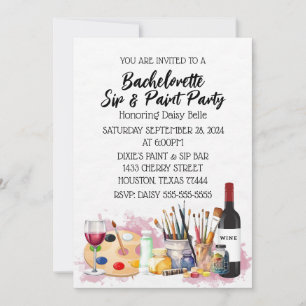 Paint & Sip Bachelorette Party Invitación
