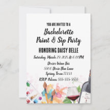 Paint & Sip Bachelorette Party Invitación