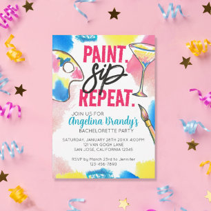 Paint Sip Repetir Invitación a la fiesta de arte d