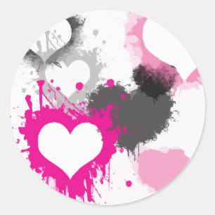 Paint Splash Heart Pattern Round Pegatinas