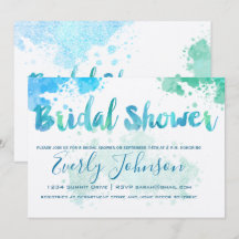 Paint Splat Watercolor Bridal Shower Invitaciones