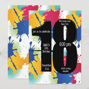 Paint Splatter Invitación al cumpleaños 18