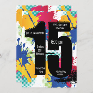 Paint Splatter Invitación al cumpleaños número 15