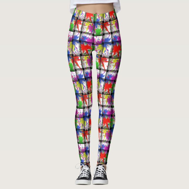 Paint Splatter Pattern Yoga Leggings hecho a mano (Anverso)