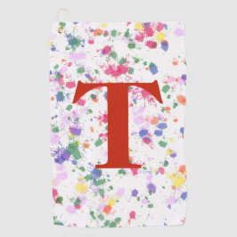 Paint Splatter Red Monogrammed Toalla de Golf