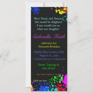 Paint Splatter Sweet Dieciséis Invitaciones Person