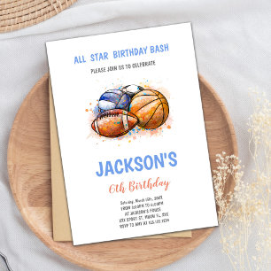 Paint Sports Birthday Invitaciones