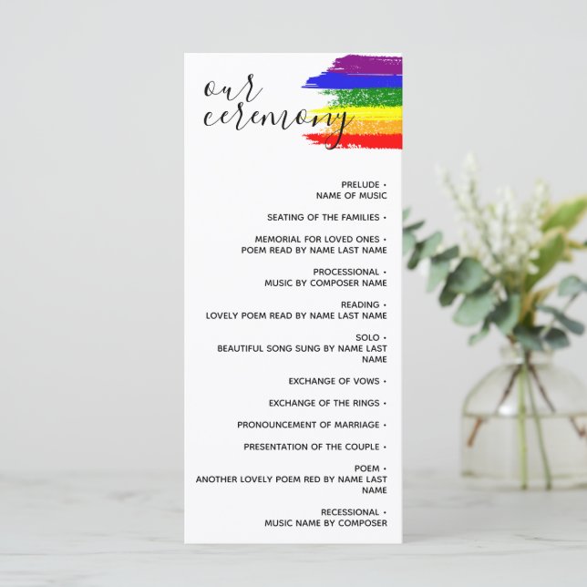 Paint Strokes Pride Flag Programa de matrimonio LG (Anverso de pie)