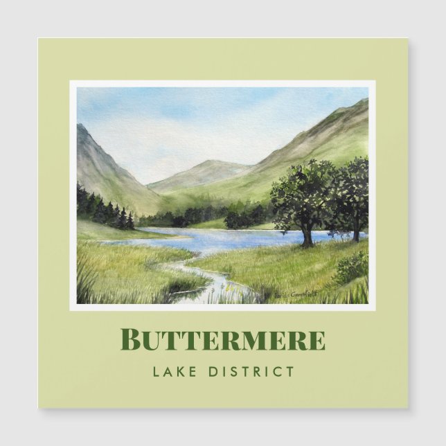 Paintaje paisajístico acuarela de la Buttermere de (Anverso)