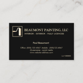 Painter Black Gold Paint Roller - Tarjeta de prese