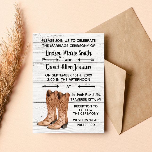 País Amor Invitación a la boda Rústica Occidental (Subido por el creador)