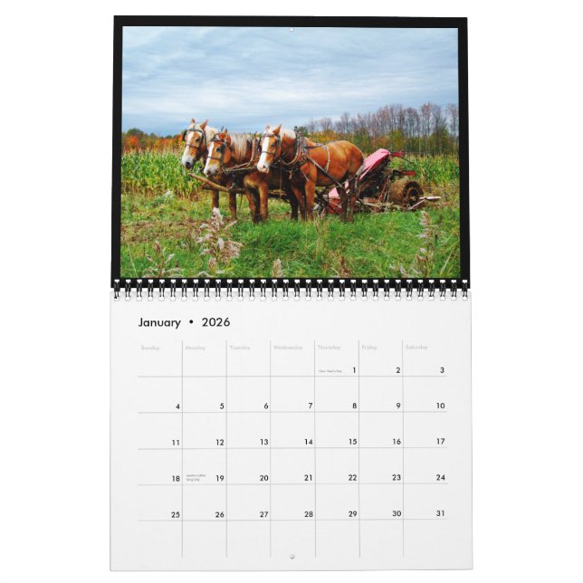 País de 2013 Amish y calendario viejo de los (Jan 2026)