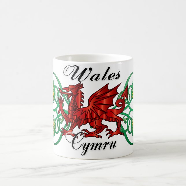 País de Gales, Cymru, taza Galés con el dragón y (Centro)