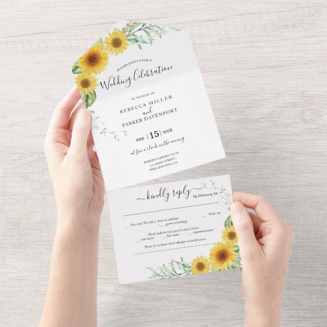 País de los girasoles Invitación a la boda todo en (desgarro)