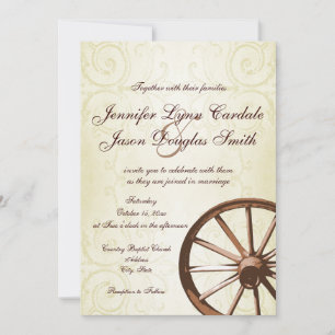 País Invitación a la boda de la rueda del vagón oc