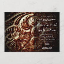 País Invitaciones a la boda del cuero de la silla