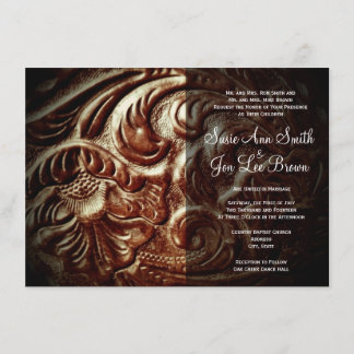 País Invitaciones a la boda del cuero de la silla 