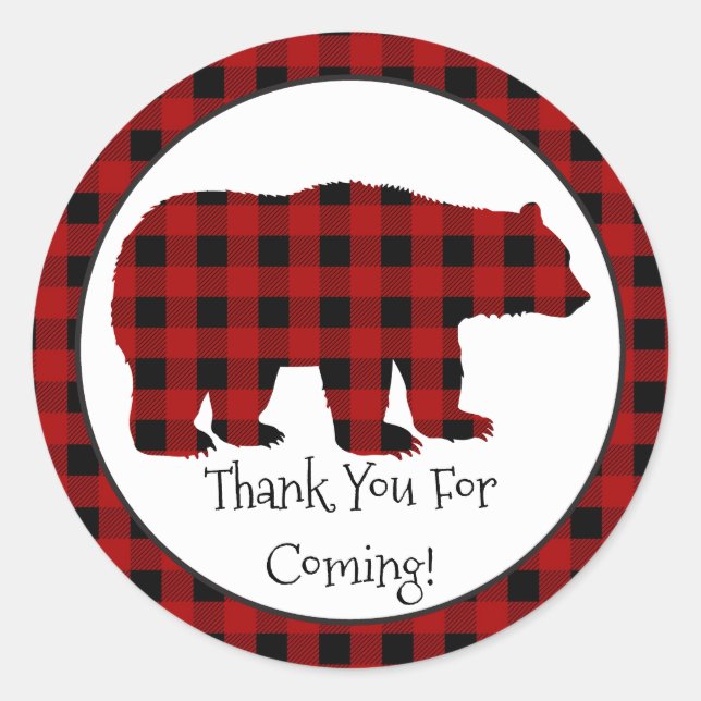 País Lumberjack Oso Gracias pegatina fiesta (Anverso)