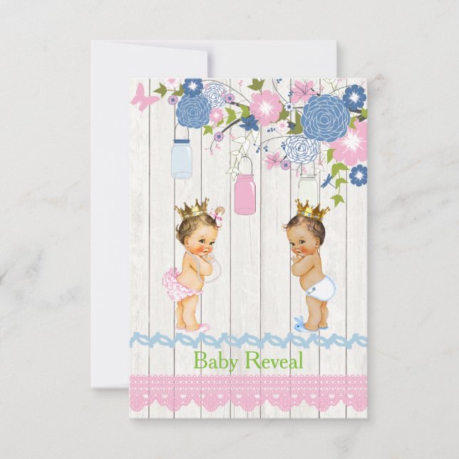 País Mason Jar Baby Revelar Invitación (Anverso)