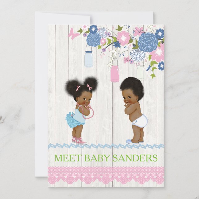 País Mason Jar Baby Revelar Invitación (Anverso)