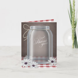 País Mason Jar Daisy Red Gingham Tarjeta de agrade