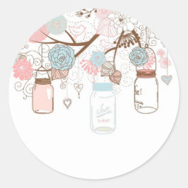 País Mason Jar Pegatinas bebé azul y rosa