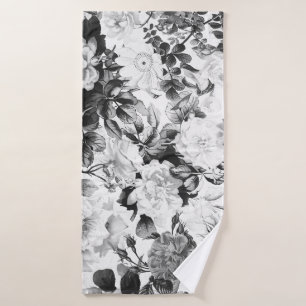 País moderno blanco negro de la acuarela floral