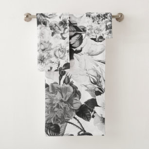 País moderno blanco negro de la acuarela floral