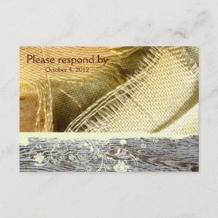 País RSVP de la arpillera y de madera con el sobre