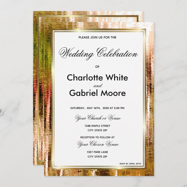 País rústico elegante invitación a la boda (Anverso / Reverso)