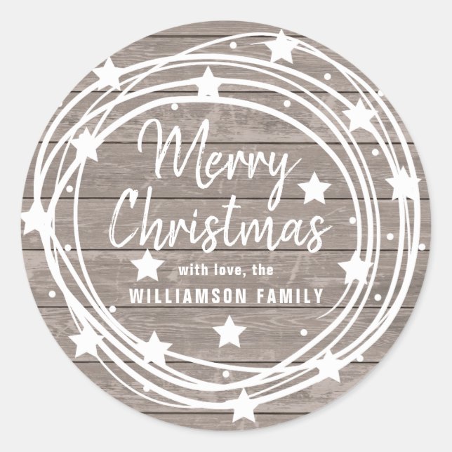 País rústico Feliz Sello para sobres navideño (Anverso)