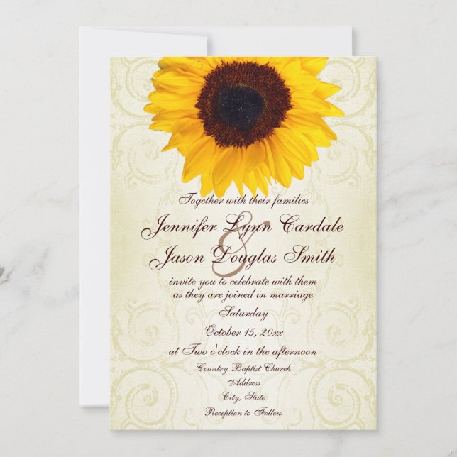 País Rústico Giro Invitación a Boda (Anverso)