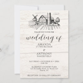 País rústico Invitación a la Boda de Barn Occident