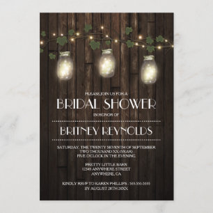 País Rústico Luces Bridal Ducha Invitaciones