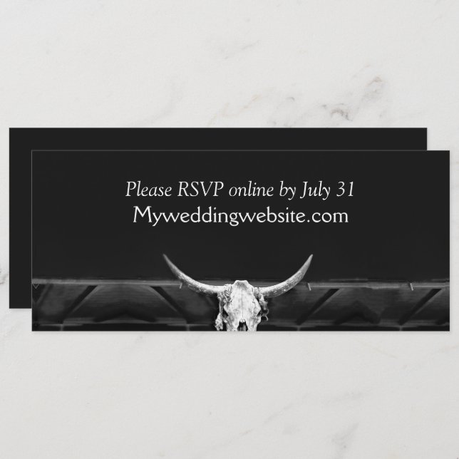 País Rústico Occidental Cráneo De Toros Blanco Y N (Anverso / Reverso)