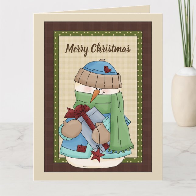 País snowman agrega tarjeta de Navidades de mensaj (Anverso)